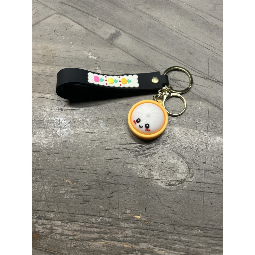 White Dumpling Fidget Keychain Silicone Wrist Strap Backpack Charm Bag Pendant